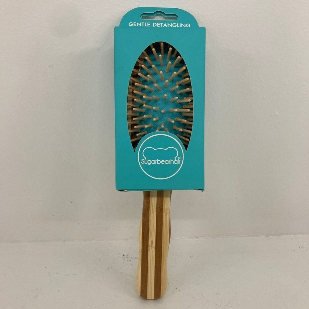 SugarBearHair Gentle Detangling Bamboo Hair Brush Natural Wood Bristles Vegan - Picture 1 of 5
